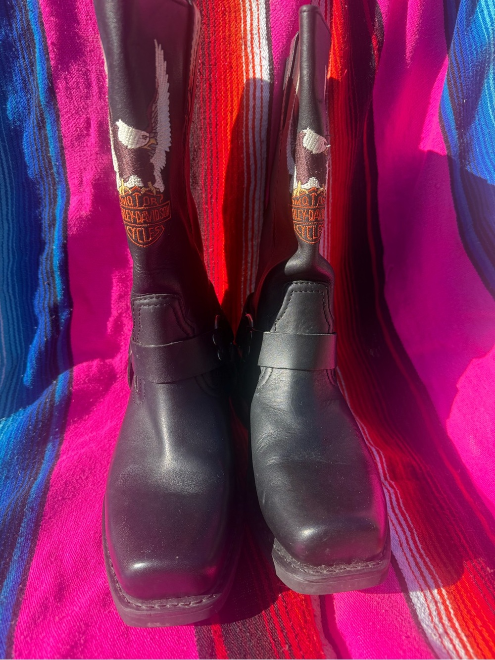 Harley-Davidson Black Women's Moto Boots with Embroidered Eagle